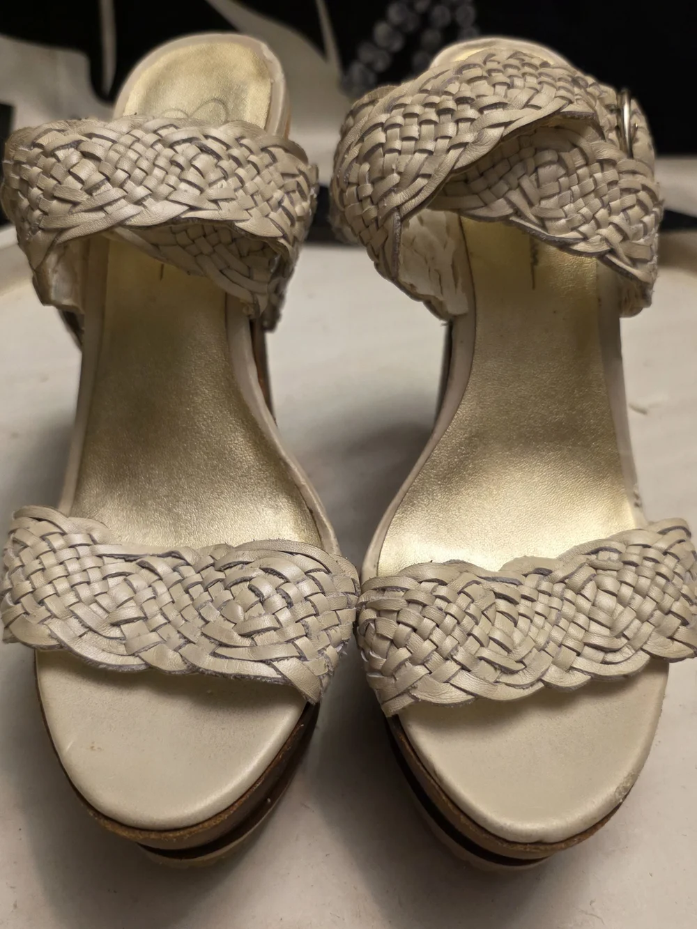 Jessica Simpson Braided Platform Sandals -White. Size 7.5